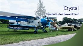  Presentation with polish army - Slides with polish army - plane in aviation museum exhibition background and a sky blue colored foreground