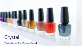  Presentation with nail salon beauty nails concept - Audience pleasing presentation design consisting of polish colors in a row backdrop and a sky blue colored foreground