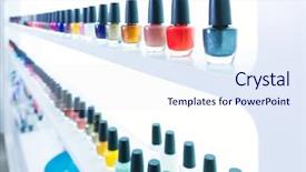  Presentation with nail - Presentation theme featuring polish colors in a row background and a sky blue colored foreground