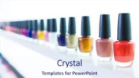  Presentation with nail salon beauty nails concept - Amazing presentation design having polish colors in a row backdrop and a sky blue colored foreground