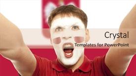  Presentation with football stadium - Presentation enhanced with polish fans at the stadium background and a  colored foreground