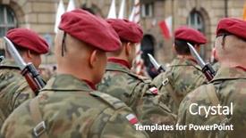  Presentation with independence day - Colorful PPT theme enhanced with polish landing troop march past backdrop and a tawny brown colored foreground