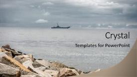  Presentation with navy army - Theme with polish navy warship patroling polish background and a light gray colored foreground