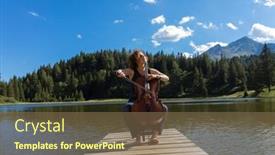  Presentation with lake dock - Presentation theme consisting of polish-woman-and-musician-plays background and a violet colored foreground