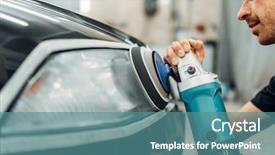  Presentation with auto detailing - Colorful slide deck enhanced with polished - auto detailing worker with polishing backdrop and a teal colored foreground