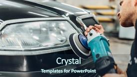  Presentation with auto detailing - Amazing presentation design having polished - auto detailing worker with polishing backdrop and a navy blue colored foreground