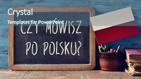  Presentation with poland - Amazing slide deck having polished - chalkboard with the question czy backdrop and a ocean colored foreground