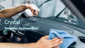  Presentation with spray - Cool new theme with polished - detailing cleaning salon with polishing backdrop and a ocean colored foreground