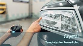  Presentation with auto detailing - PPT theme having polished - detailing of headlight man smears background and a ocean colored foreground