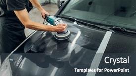  Presentation with polygraph lie detector machine - Slide deck consisting of polished - male person with polishing machine background and a tawny brown colored foreground