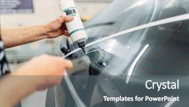  Presentation with racing car lanes - Colorful presentation design enhanced with polished - worker polishing rear window backdrop and a gray colored foreground