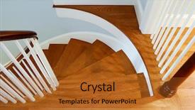  Presentation with steps - Cool new PPT theme with polished hardwood steps on luxury backdrop and a gold colored foreground