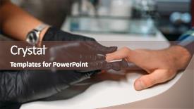  Presentation with disposal mask and gloves - Theme having polishing nails to male client background and a tawny brown colored foreground