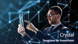  Presentation with augmented reality - Colorful PPT theme enhanced with polisi - business augmented reality and future backdrop and a navy blue colored foreground