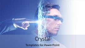  Presentation with hologram - Theme with polisi - business network and future technology background and a light blue colored foreground