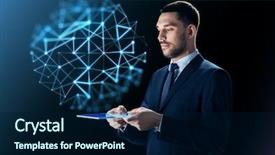  Presentation with computer network - Beautiful slide deck featuring polisi - business people network and modern backdrop and a navy blue colored foreground