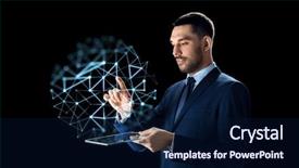  Presentation with computer network - Slide deck enhanced with polisi - business people network and modern background and a navy blue colored foreground