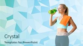  Presentation with sport drink - Slide set with polisi - fitness sport training drink background and a sky blue colored foreground