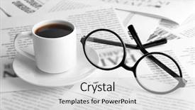  Presentation with newspapers - Beautiful PPT theme featuring political advertising - glasses and newspapers close-up backdrop and a light gray colored foreground