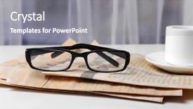  Presentation with newspapers - PPT theme consisting of political advertising - glasses and newspapers close-up background and a gray colored foreground