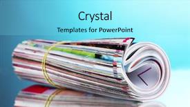  Presentation with magazines - Amazing slides having political advertising - many magazines on blue background backdrop and a arctic colored foreground