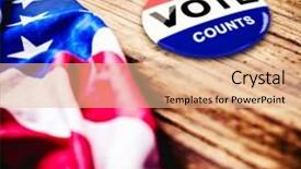  Presentation with political - Beautiful slides featuring political button against usa flag backdrop and a coral colored foreground