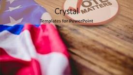 Presentation with political - Cool new slides with political button against usa flag backdrop and a coral colored foreground