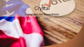  Presentation with political - PPT theme featuring political button against usa flag background and a coral colored foreground