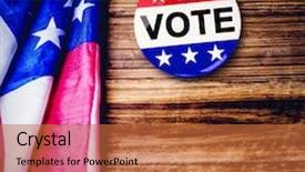  Presentation with political - PPT theme featuring political button against usa flag background and a red colored foreground