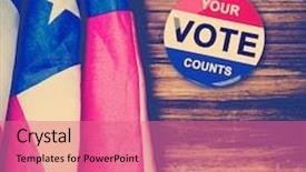  Presentation with political - Amazing slide deck having political button against usa flag backdrop and a coral colored foreground