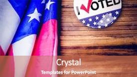  Presentation with political - PPT layouts with political button against usa flag background and a coral colored foreground