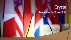  Presentation with political campaign - Slides having political campaign - mikes on tribune background and a wine colored foreground