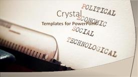  Presentation with social political - Audience pleasing presentation theme consisting of political-economical-social-technological-words backdrop and a sky blue colored foreground