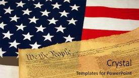  Presentation with constitution - Beautiful presentation theme featuring political goverment - american flag with constitution backdrop and a yellow colored foreground