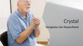  Presentation with touch screen - PPT theme having political involvement - senior man at the polls background and a light gray colored foreground