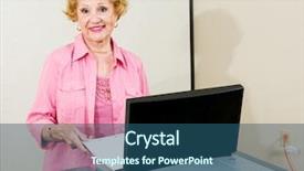  Presentation with elections - Colorful presentation enhanced with political involvement - senior woman feeding her ballot backdrop and a  colored foreground