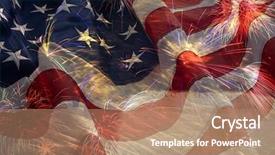  Presentation with constitution - PPT theme consisting of political manipulation - american flag flying fireworks background and a coral colored foreground