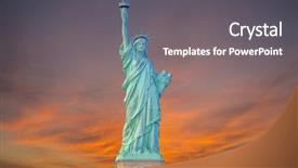  Presentation with liberty - Cool new slides with political manipulation - statue of liberty at sunrise backdrop and a gray colored foreground