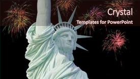  Presentation with liberty - Cool new presentation theme with political manipulation - statue of liberty with fireworks backdrop and a wine colored foreground