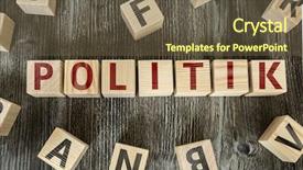  Presentation with german politics - Beautiful presentation design featuring political policy - wooden blocks with the text backdrop and a tawny brown colored foreground