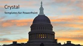  Presentation with united states capitol building - Theme having politicas de estado - capitol building dome silhouette background and a light blue colored foreground
