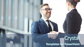  Presentation with foreign - Theme enhanced with politician - happy young businessman greeting foreign background and a ocean colored foreground