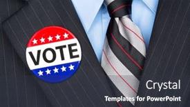  Presentation with voting - Beautiful PPT theme featuring politician-wearing-his-lapel-voting backdrop and a dark gray colored foreground