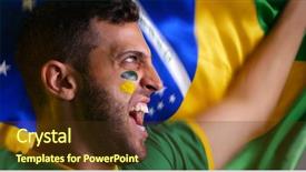  Presentation with politics - Beautiful PPT layouts featuring politics game - brazilian fan with brazilian flag backdrop and a tawny brown colored foreground