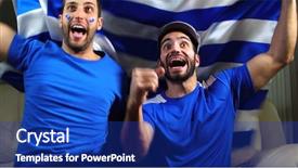  Presentation with greek - Cool new slides with politics game - greek friends celebrating with greece backdrop and a royal blue colored foreground