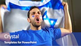  Presentation with israel flag - Theme featuring politics game - israeli guy celebrating with israel background and a cobalt blue colored foreground