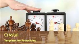  Presentation with chess - Cool new theme with politics game - woman playing chess close up backdrop and a tawny brown colored foreground