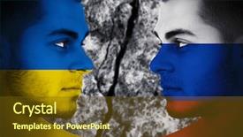  Presentation with revolution - Slide set featuring colored in ukrainian and russian background and a tawny brown colored foreground