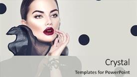  Presentation with girl model - PPT layouts consisting of polka dot - beauty fashion model girl background and a light gray colored foreground