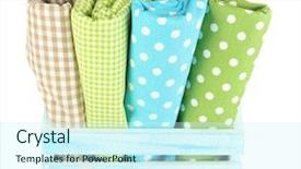  Presentation with fabrics - Audience pleasing slide set consisting of polka dot - color mottled fabrics in basket backdrop and a cool aqua colored foreground